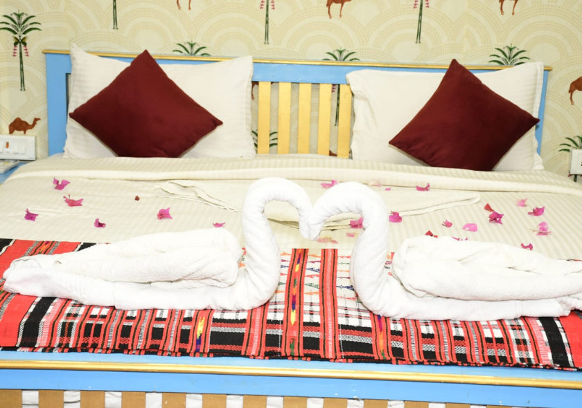 Beautifully arranged tent ideal for couples wanting a romantic desert escape.