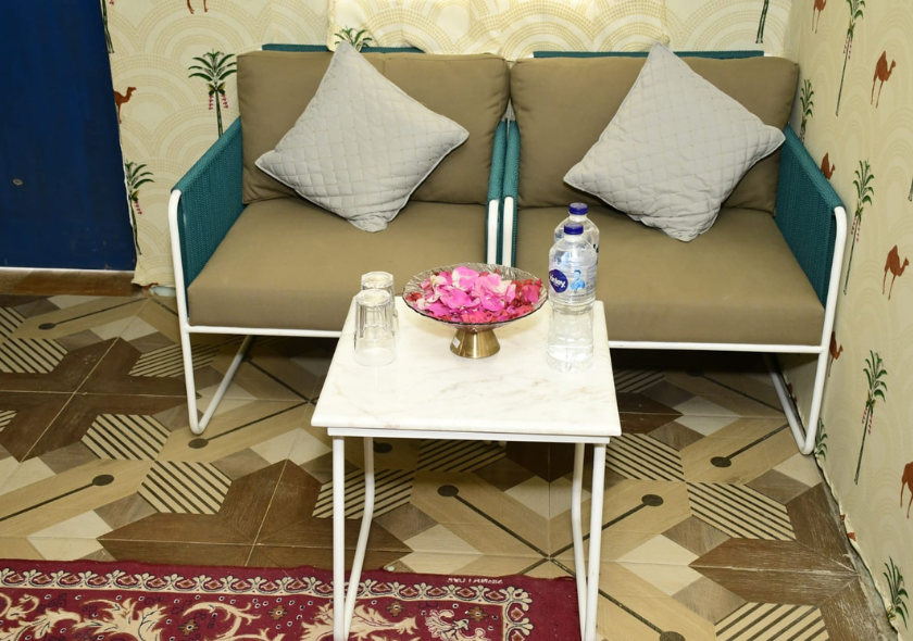 Spacious tents with premium furnishing and modern amenities for a luxurious stay.